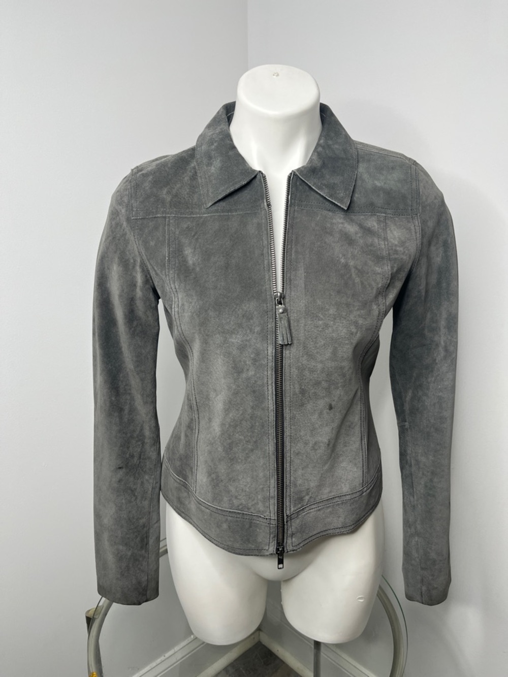Isaac Mizrahi Gray Suede Zip-Front Women's Jacket Sz Small